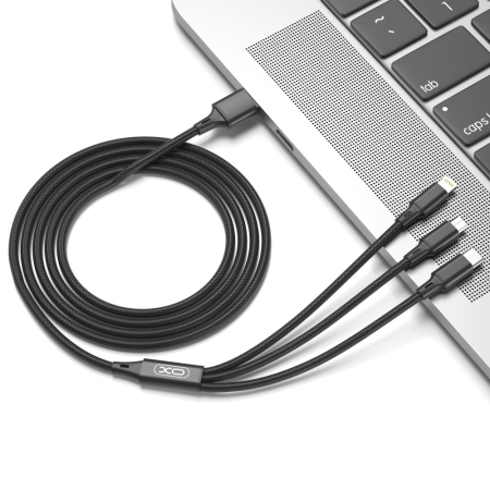 XO cable NB173 3in1 USB - Lightning + USB-C + microUSB 1.2 m 2.4A black [1]