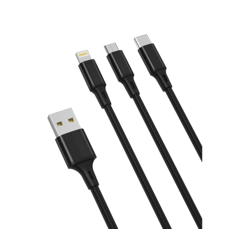 Cabluri de date si incarcare - XO cable NB173 3in1 USB - Lightning + USB-C + microUSB 1.2 m 2.4A black