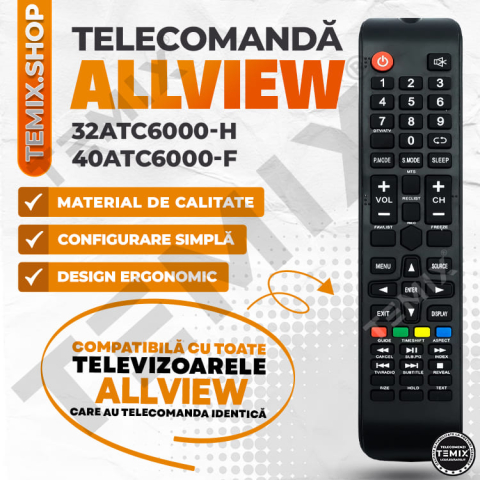 Telecomanda compatibila Allview, 32ATC6000-H, 40ATC6000-F, TEMIX®, neagra, baterii incluse [3]