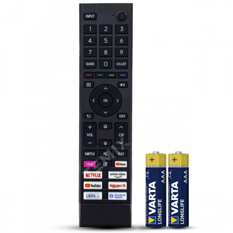 Telecomenzi Hisense - Telecomanda compatibila Hisense, 43A6BG, 43A7GQ, 50A6BG, 50E76GQ, ERF3B80H, butoane dedicate Youtube, Netflix, Prime Video, Uefa TV, TEMIX®, baterii incluse
