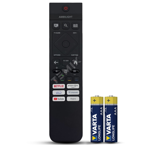 Telecomenzi Philips - Telecomanda compatibila Philips, 398GR10BEPHNE000SY, fara Bluetooth, cu butoane dedicate Youtube, Netflix, Prime Video, Disney+, TEMIX®, baterii incluse