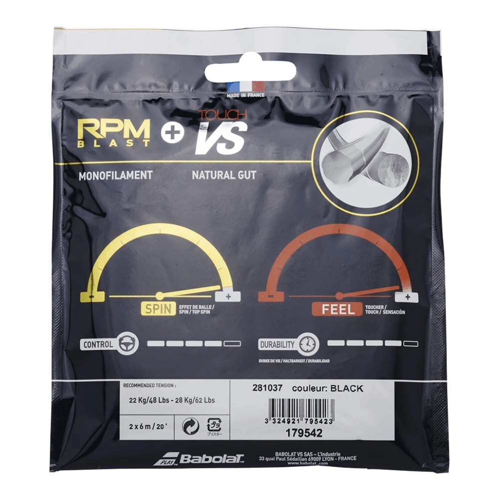 Racordaj hybrid Babolat RPM Blast 1.25 + Touch VS 1.30 Negru [2]