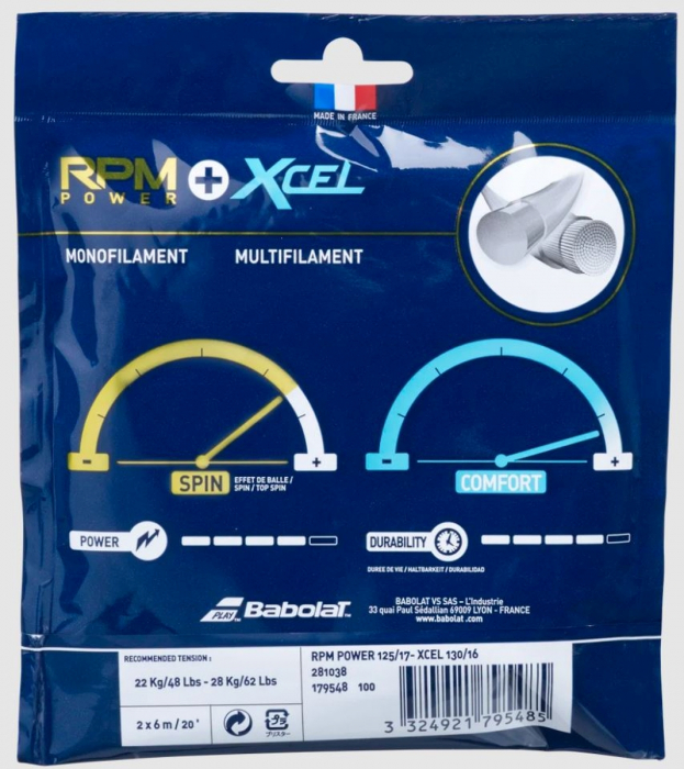 Racordaj Hybrid Babolat RPM Power 1.25 + XCel 1.30 [2]