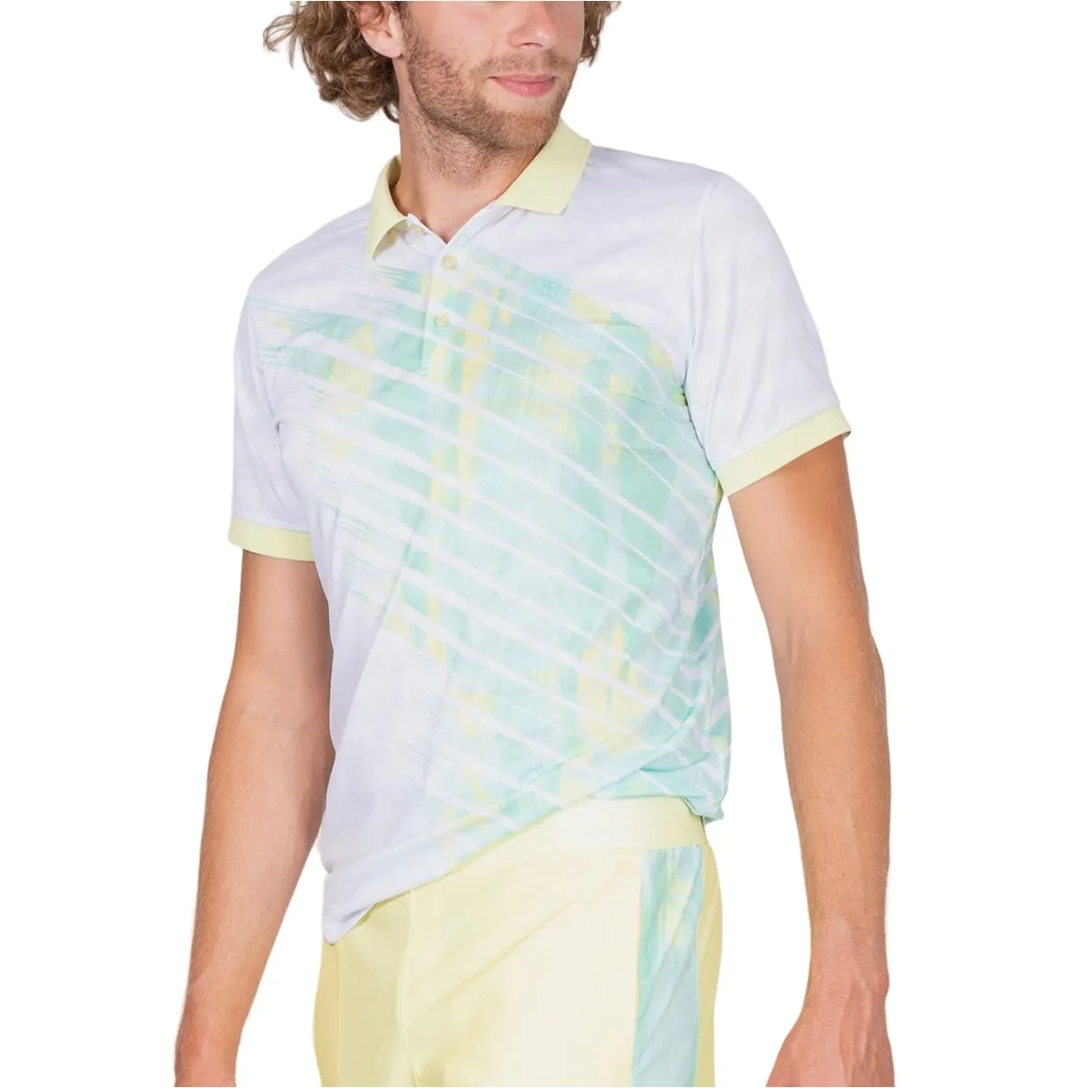 Tricou barbat BIDI BADU Yero Tech Polo - Menta/Galben Deschis [3]