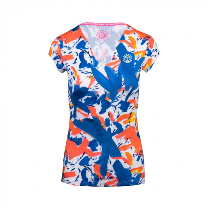Tricou BIDI BADU Bella 2.0 Tech V-Neck Dama - Albastru Inchis/Rosu [1]