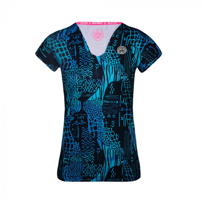 Tricou BIDI BADU Bella 2.0 Tech V-Neck Dama - Albastru Inchis/Aqua [1]