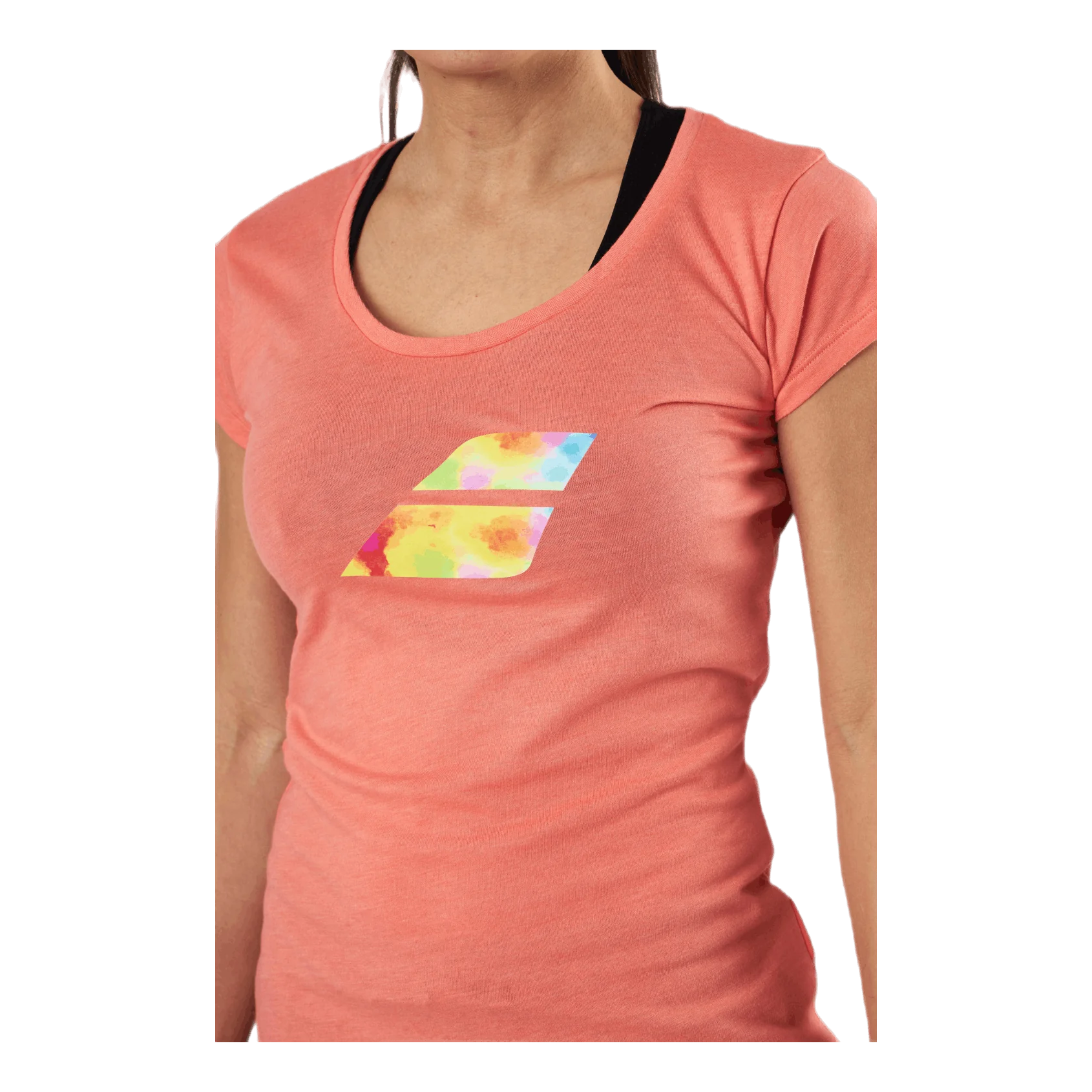 Tricou dama Babolat Exercise Big Flag - rosu fluo [1]