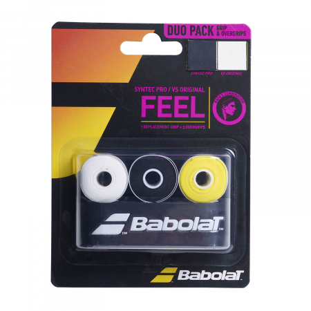 Grip si Overgrip - Pachet Babolat Grip Syntec Pro x1 si Overgrip VS Original x3 - Alb / Negru / Galben