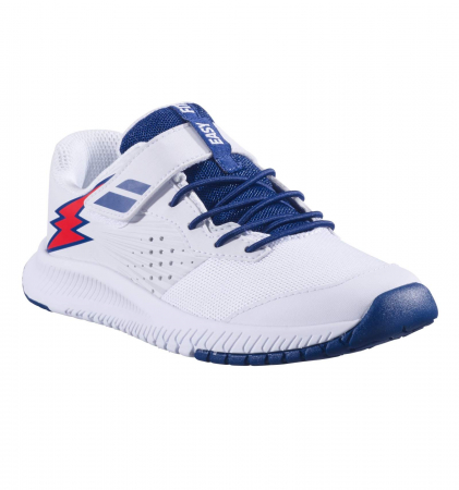 Pantofi tenis copii si juniori - Pantofi Babolat Pulsion All Court Kid - Alb / Albastru Inchis