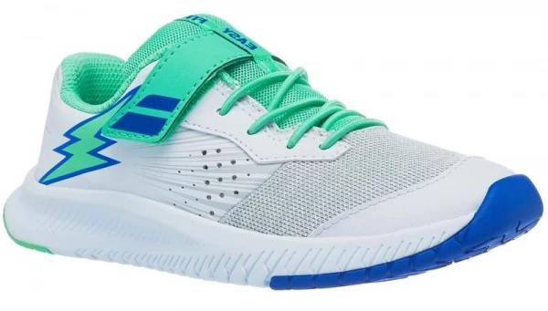Pantofi tenis copii si juniori - Pantofi Babolat Pulsion All Court Kid - velcro - Alb / Verde