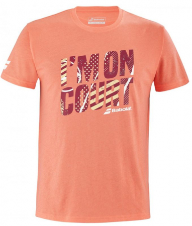 Tricou barbati - Tricou Babolat Exercise Message Barbat - coral