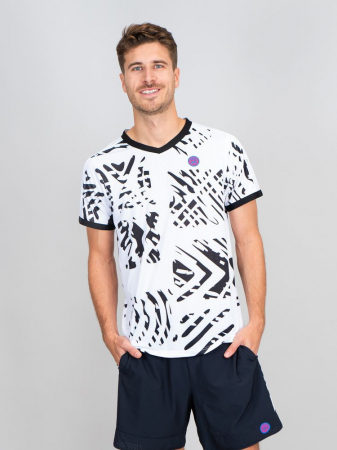 Tricou barbat BIDI BADU Melbourne V-Neck - Alb/Negru [2]