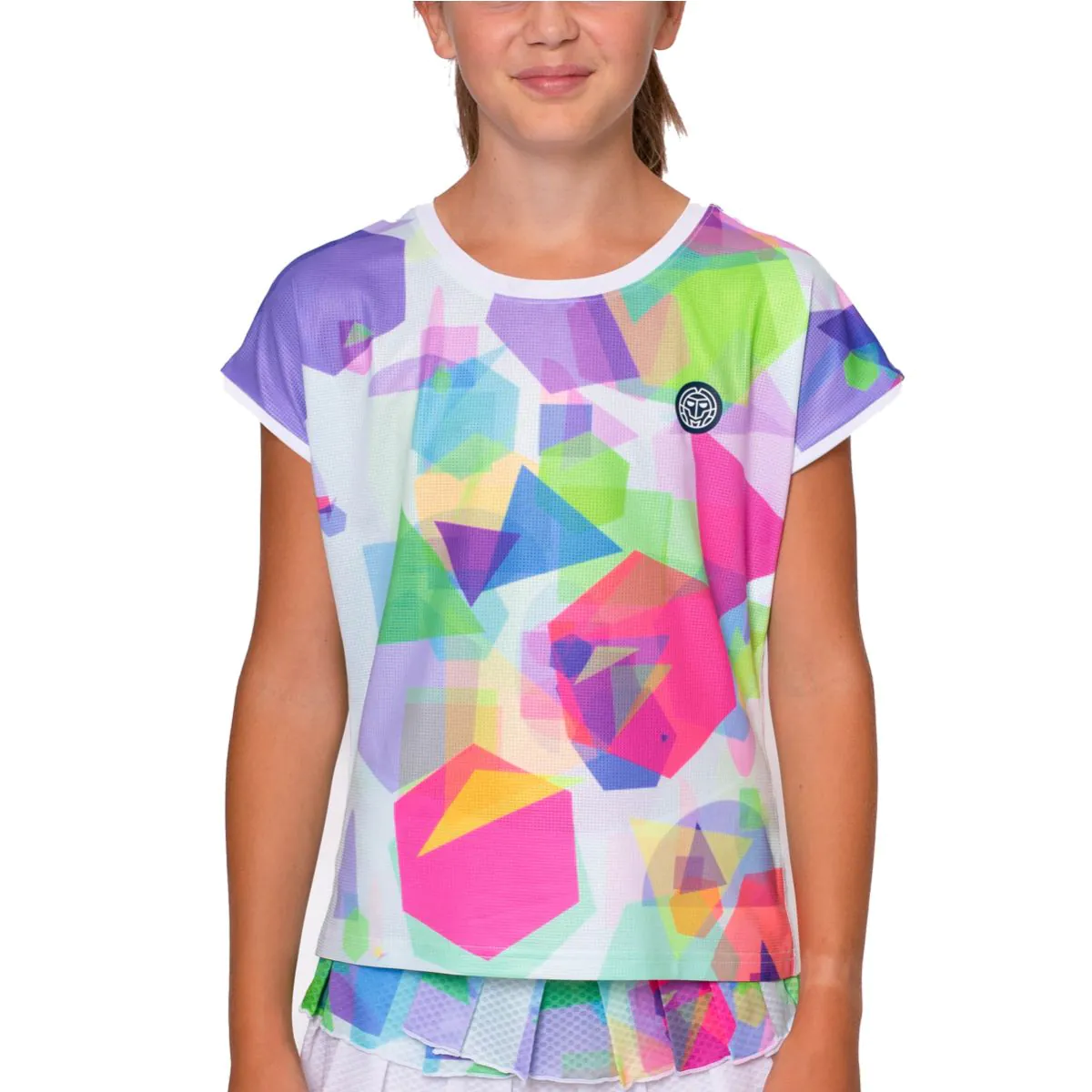 Tricou fete - Tricou fete BIDI BADU Kaleido Capsleeve - Alb/Mixed