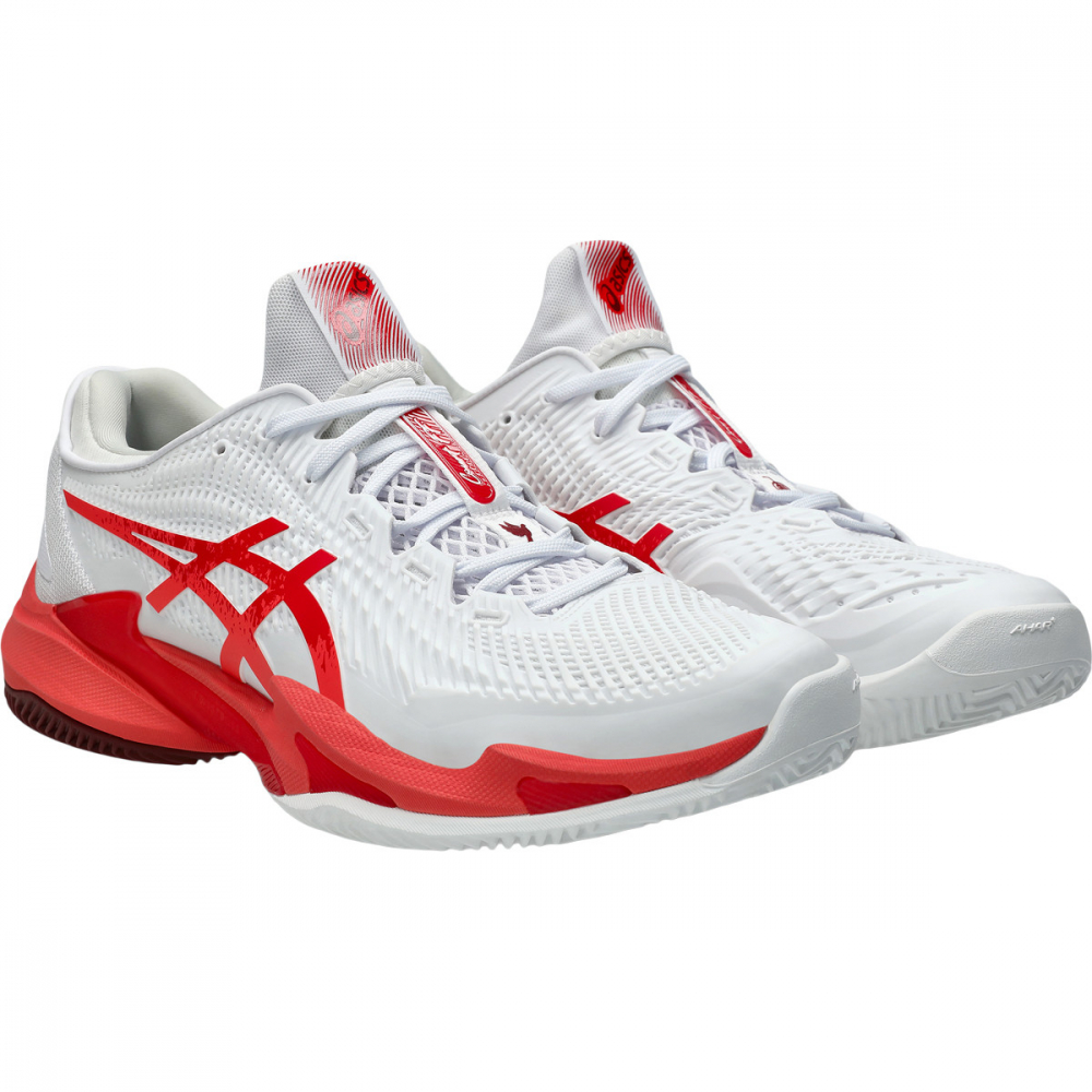 Asics Novak Djokovic Court FF 3 Clay Incaltaminte Tenis Zgura Barbati Alb, Rosu coral, Visiniu [3]