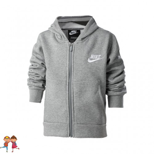 Nike Sportswear Club Fleece Zip Hoodie Hanorac Sport Fete (Copii) Gri, Alb [1]