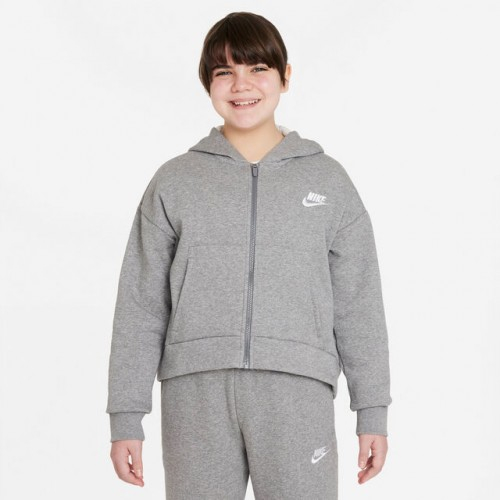 Nike Sportswear Club Fleece Zip Hoodie Hanorac Sport Fete (Copii) Gri, Alb [2]