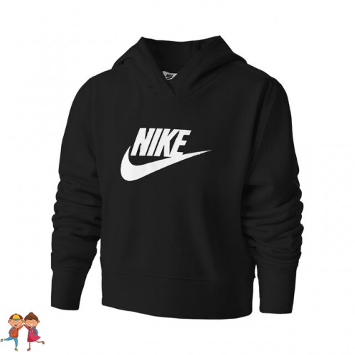 Nike Sportswear Club French Terry Cropped Hoody Hanorac Sport Fete (Copii) Negru, Alb [1]