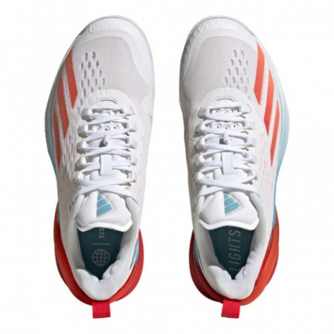 adidas Adizero Cybersonic Clay Incaltaminte Tenis Zgura Femei Alb, Portocaliu, Albastru [2]