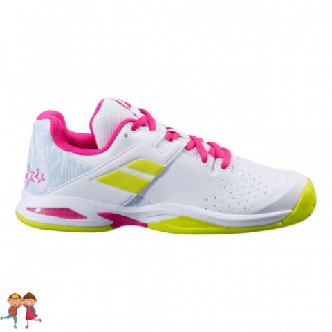 Babolat - Babolat - Propulse All Court Incaltaminte Tenis Jr. Fete Alb/Gri/Roz/Galben