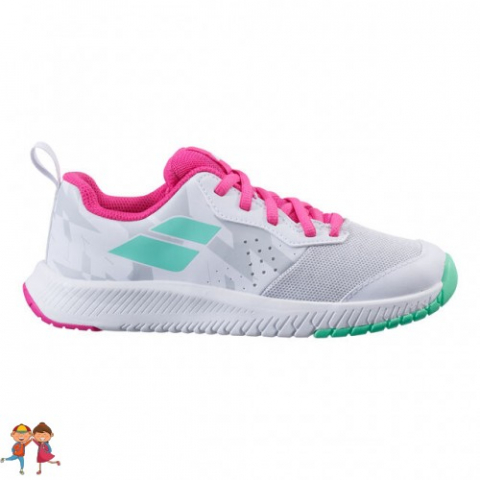 Babolat - Babolat - Pulsion 2 All Court Incaltaminte Tenis Jr. Fete Alb/Gri/Roz/Verde Mint
