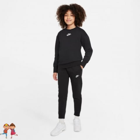Nike Big Kids Sweatshirt Bluza Sport Fete (Copii) Negru, Alb [4]