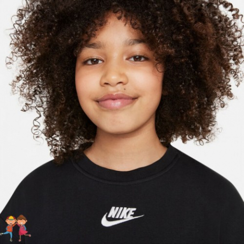 Nike Big Kids Sweatshirt Bluza Sport Fete (Copii) Negru, Alb [5]