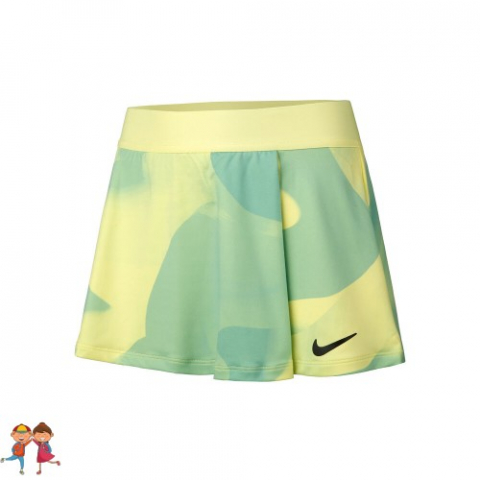 Nike - Nike Court Victory Dri-Fit Flouncy Printed Rock Fusta Tenis Fete (Copii) Galben, Albastru turcoaz, Negru