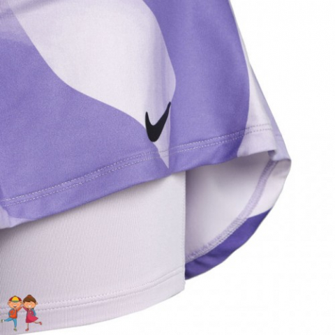 Nike Court Victory Dri-Fit Flouncy Printed Rock Fusta Tenis Fete (Copii) Violet inchis, Violet deschis, Negru [2]