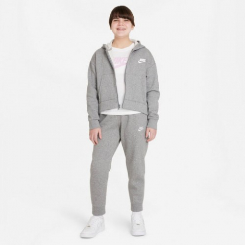 Nike Sportswear Club Fleece Zip Hoodie Hanorac Sport Fete (Copii) Gri, Alb [2]