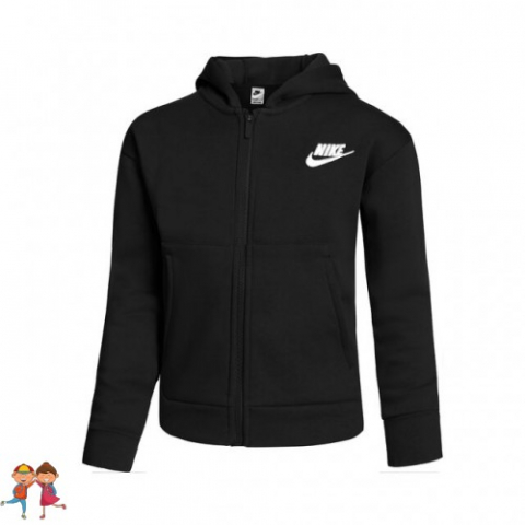 Nike - Nike Sportswear Club Fleece Zip Hoodie Hanorac Sport Fete (Copii) Negru, Alb