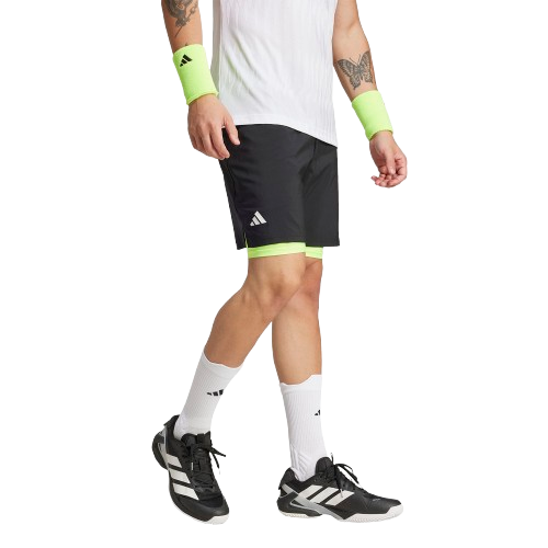 Adidas Pantaloni Barbati Club Climacool 2in1 7in Black/Lucid Lemon [2]