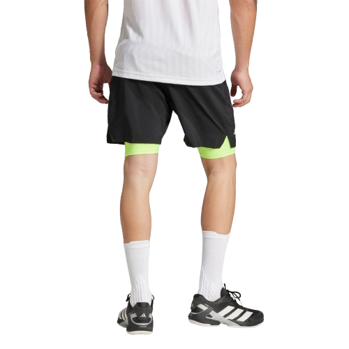 Adidas Pantaloni Barbati Club Climacool 2in1 7in Black/Lucid Lemon [6]