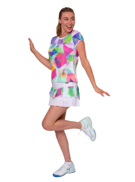 Fusta Bidi Badu Femei Kaleido Pleated Alb/Mix [4]