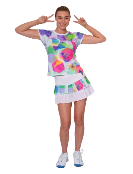 Fusta Bidi Badu Femei Kaleido Pleated Alb/Mix [5]