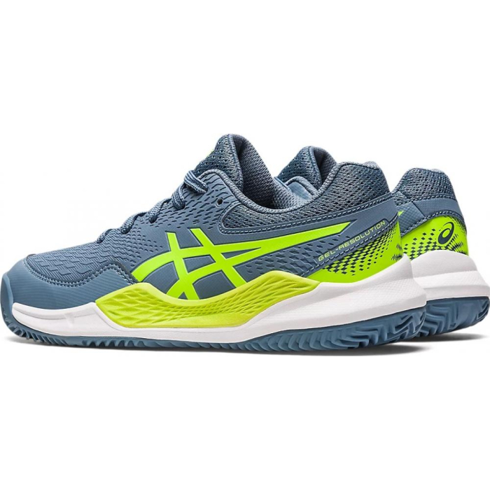 PANTOFI JUNIORI ASICS GEL-RESOLUTION 9 GS CLAY STEEL BLUE/GREEN [4]