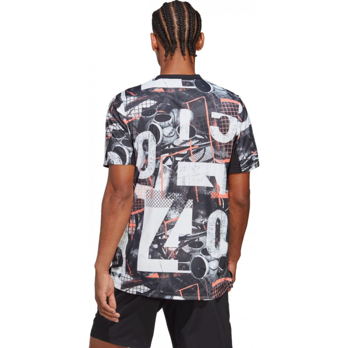 TRICOU ADIDAS M CLUB GRAPHIC WHITE/BLACK/CORAL FUSION [2]