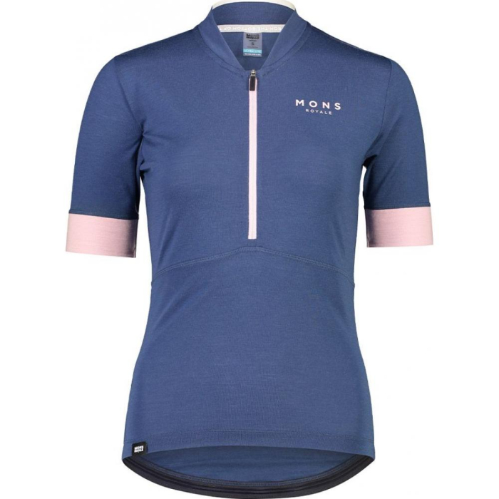 Tricou ciclism merino MONS ROYALE W CADENCE HALF ZIP DARK DENIM [4]