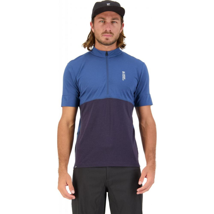 Tricou ciclism merino Mons RoyaleM Cadence Half Zip T Dark Denim / 9 Iron [2]