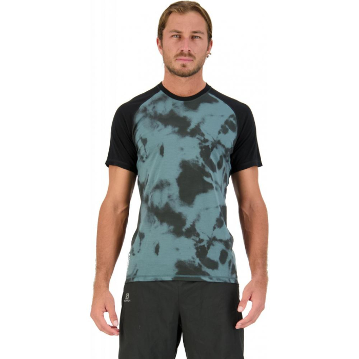 Tricou merino Mons Royale M Temple Tech Thirt Sage Tie Dye / Black [2]