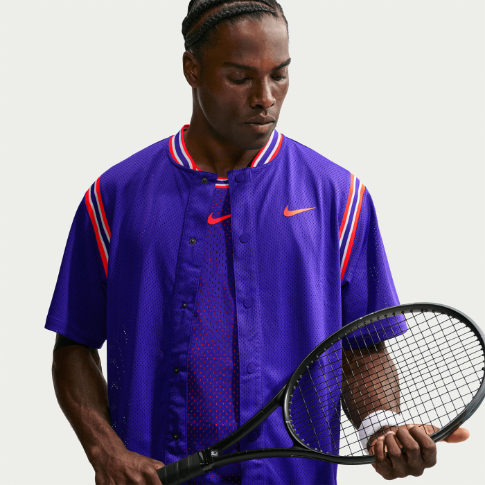 Tricou Nike Barbati cu Nasturi Slam NY Dark Concord/Bright Crimson [3]