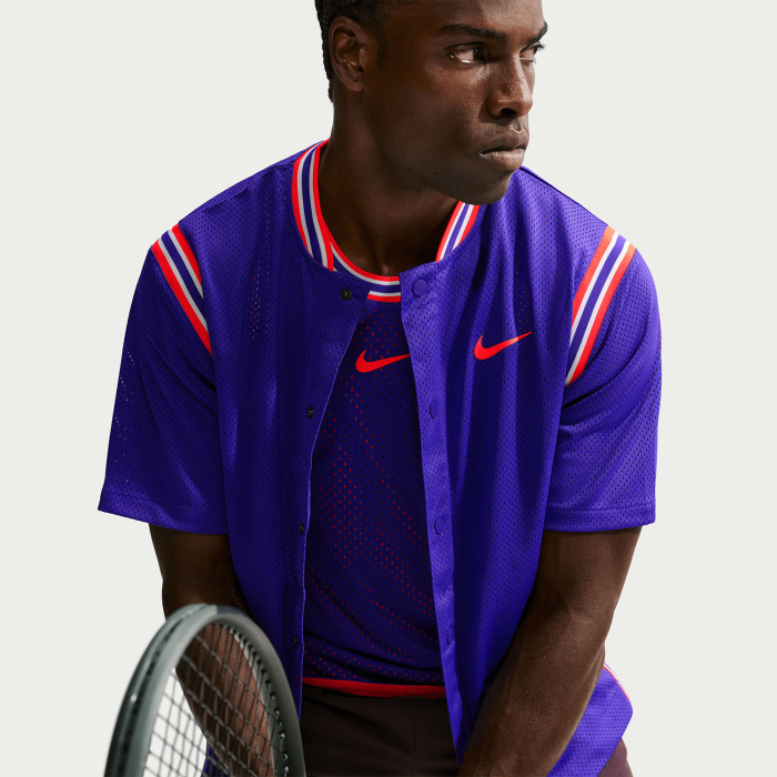 Tricou Nike Barbati cu Nasturi Slam NY Dark Concord/Bright Crimson [2]
