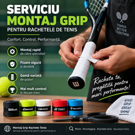 Servicii racordare rachete de tenis - Serviciu Montaj Grip Racheta Tenis