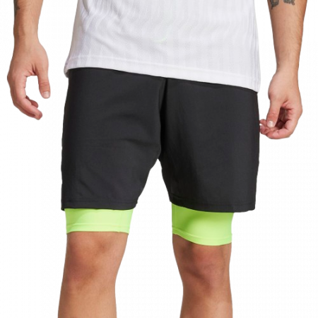 Adidas Pantaloni Barbati Club Climacool 2in1 7in Black/Lucid Lemon