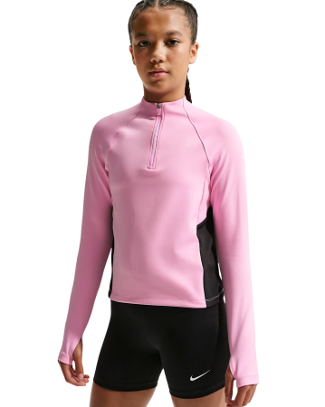Imbracaminte tenis - Bluza Nike Copii Pro Dri-FIT Half-Zip Pink Rise/Black