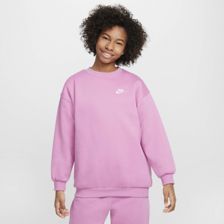 Promotii - Bluza Fete Nike Club Fleece Oversized Crew Magic Flamingo