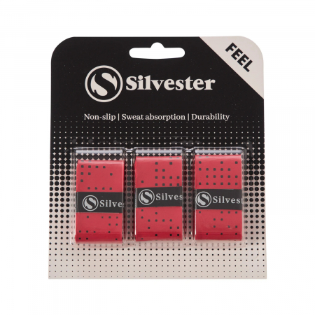 Accesorii tenis de camp - Overgrip Silvester Feel 3 Buc Ruby Square
