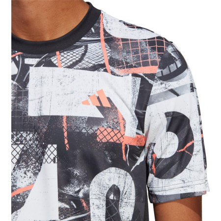 TRICOU ADIDAS M CLUB GRAPHIC WHITE/BLACK/CORAL FUSION [2]