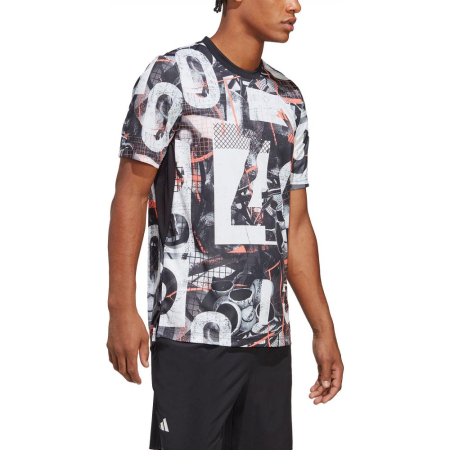 TRICOU ADIDAS M CLUB GRAPHIC WHITE/BLACK/CORAL FUSION [0]