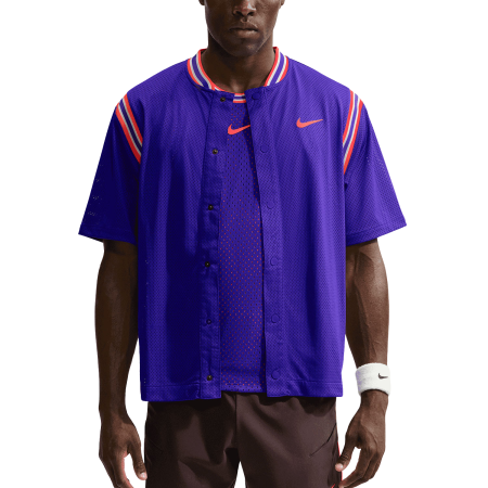 Tricouri - Tricou Nike Barbati cu Nasturi Slam NY Dark Concord/Bright Crimson