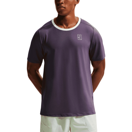 Tricouri - Tricou Tenis Nike Barbati Advantage Crew Dark Raisin/Volt Tint